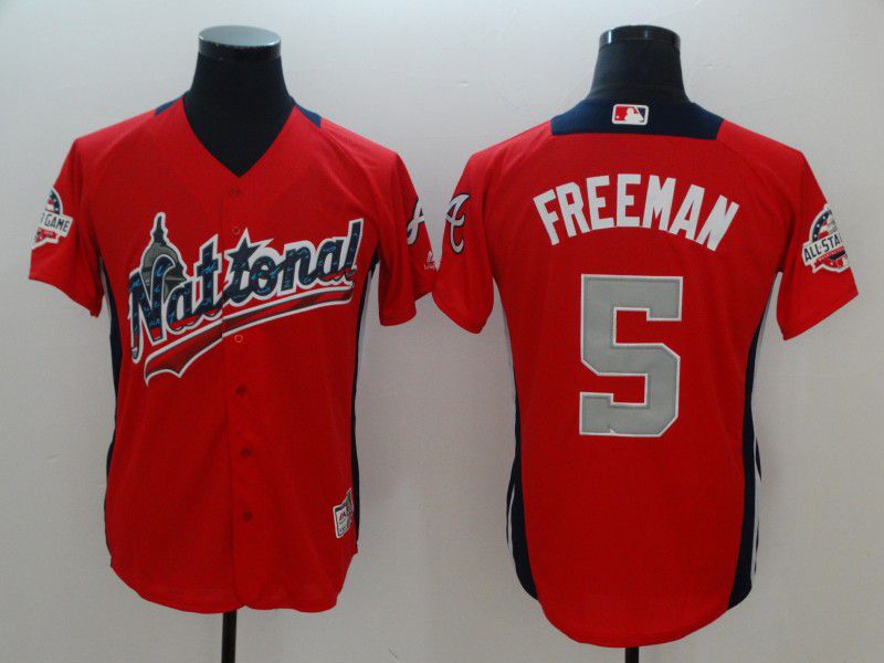 Men Atlanta Braves #5 Freeman Orange All star MLB Jerseys